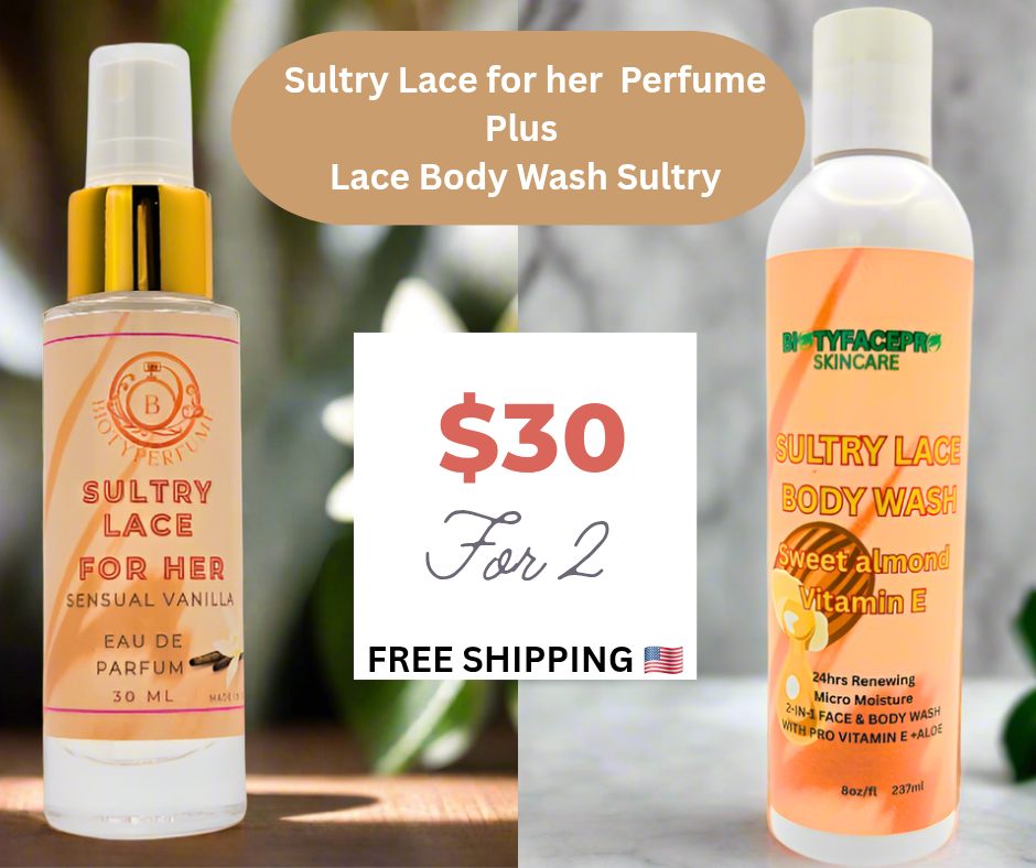 Sultry Lace Vanilla Perfume Bottle with Body Wash