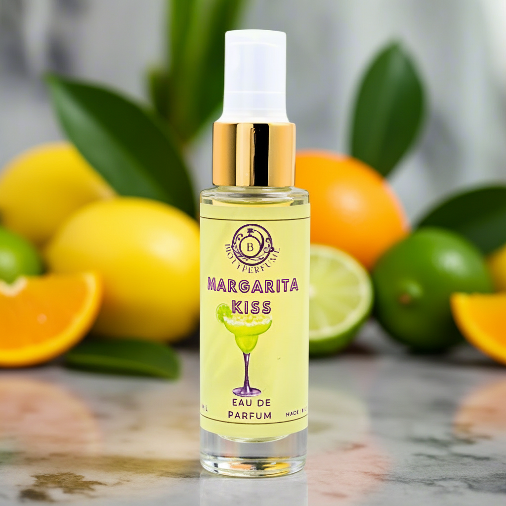 Margarita Kiss Perfume on Table with Summer Vibes