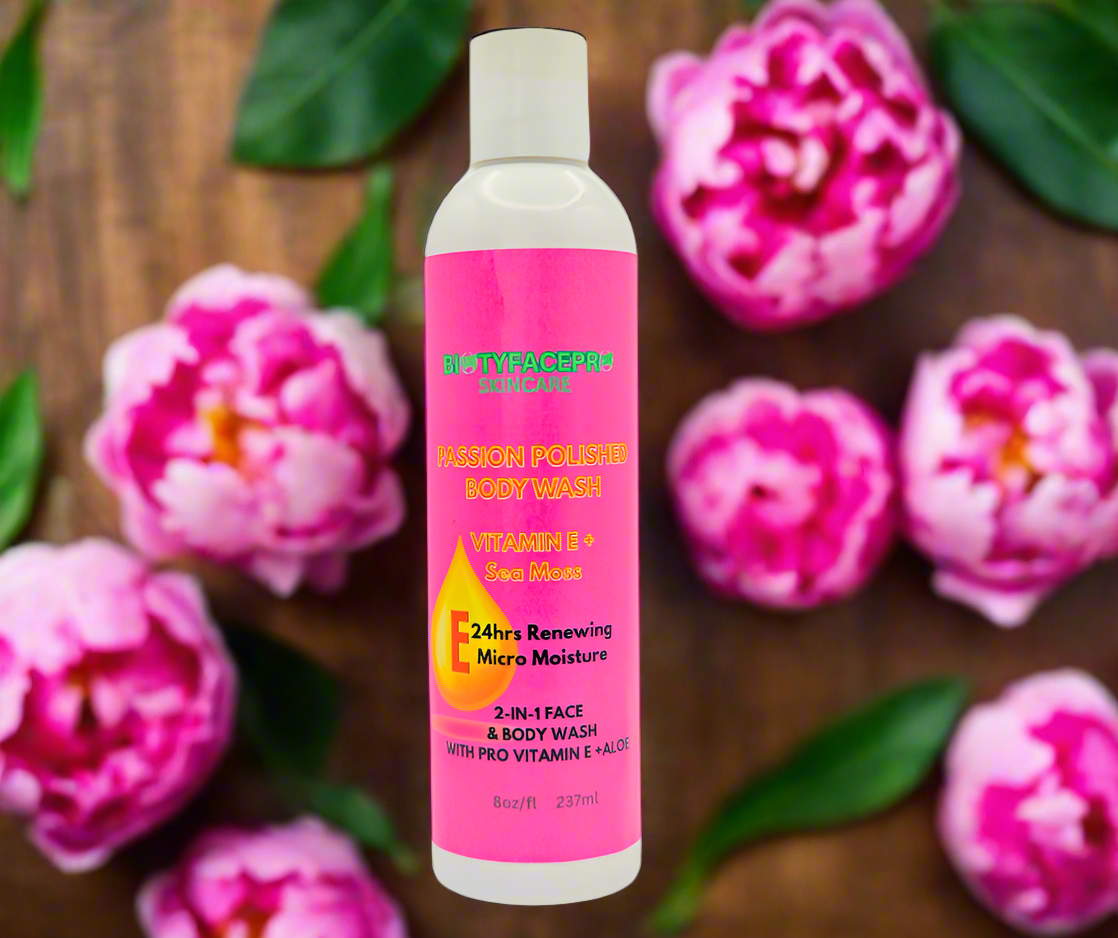 Passion Polished Body Wash
Vitamin E + Sea Moss, 2-In 1 Face & Body Wash (8oz/237ml)