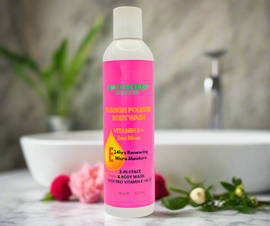 Passion Polished Body Wash
Vitamin E + Sea Moss, 2-In 1 Face & Body Wash (8oz/237ml)
