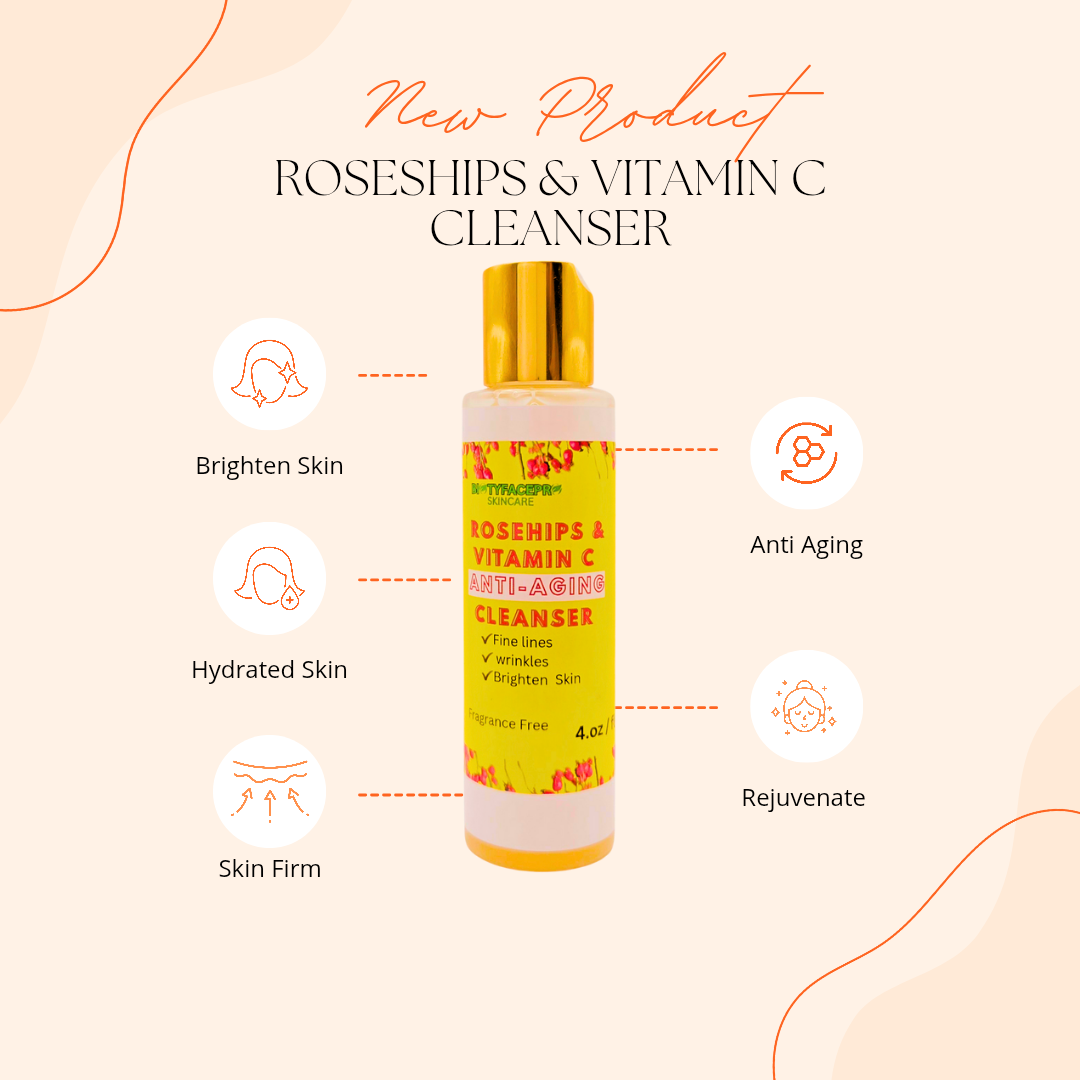 ORGANIC ROSEHIPS & VITAMIN C ANTI-AGING Infused Facial Cleanser,Hydrating moisturizer Fragrance Free