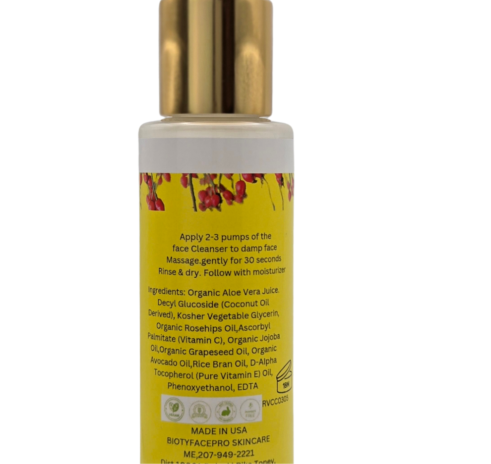 ROSEHIPS & VITAMIN C ANTI-AGING Infused Facial Cleanser,Hydrating moisturizer Fragrance Free - BIOTYFACEPRO SKINCARE 
