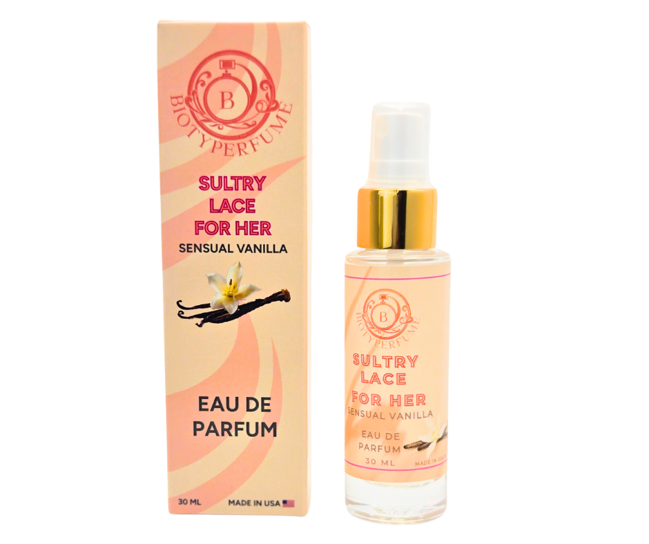 Sultry Lace Perfume on Vanity Table with Makeup