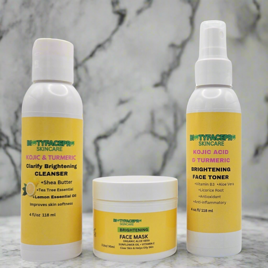Kojic & Turmeric Brightening Set Cleanser, Toner, Moisturizer, Clarifying Essentials