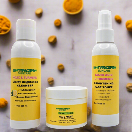 Kojic & Turmeric Brightening Set Cleanser, Toner, Moisturizer, Clarifying Essentials