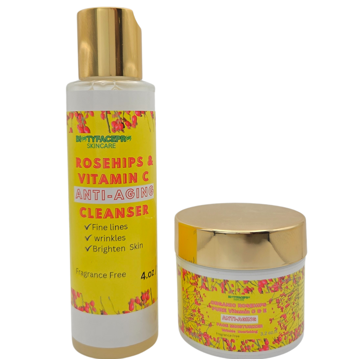 ROSEHIPS & VITAMIN C ANTI-AGING Infused Facial Cleanser,Hydrating moisturizer Fragrance Free - BIOTYFACEPRO SKINCARE 
