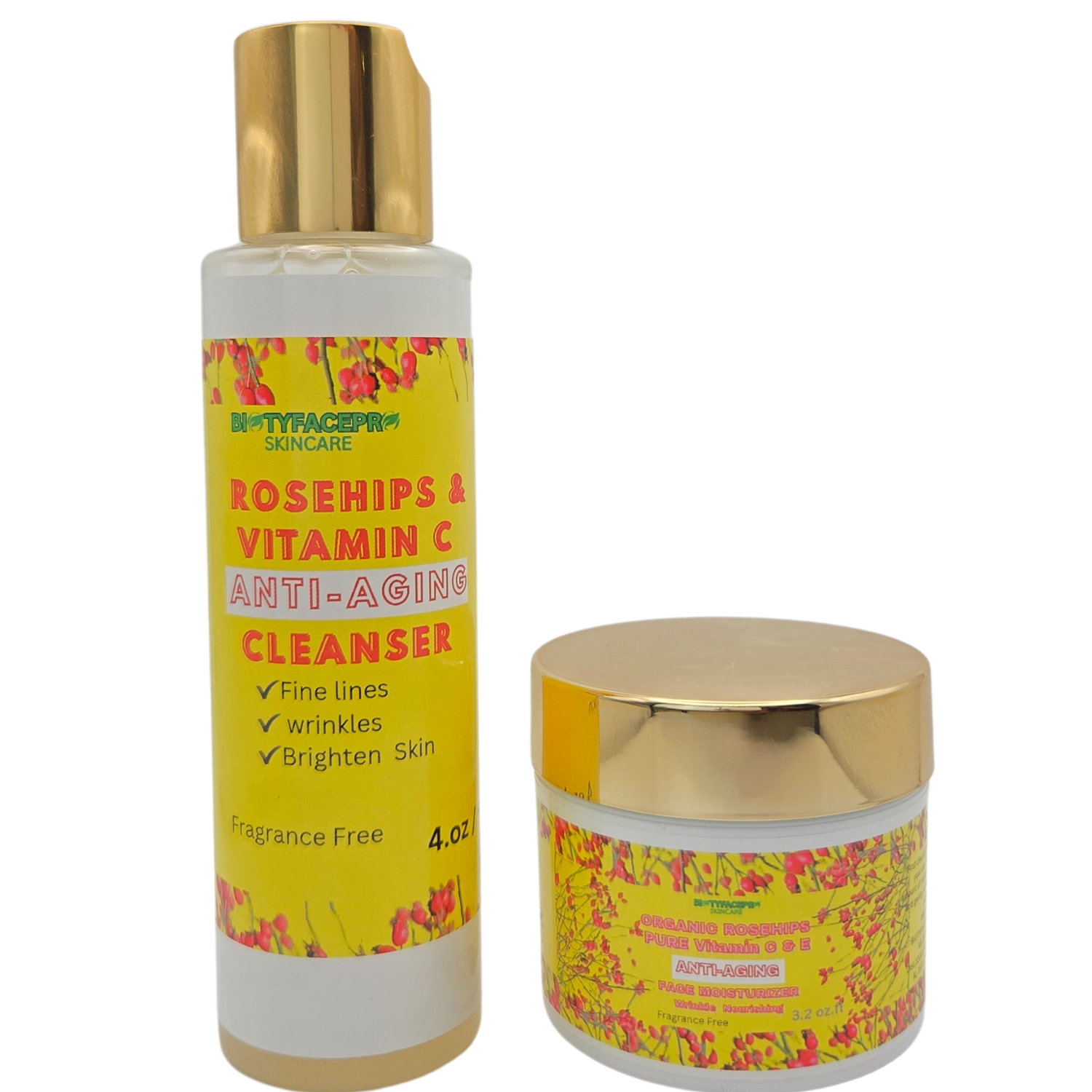 ROSEHIPS & VITAMIN C ANTI-AGING Infused Facial Cleanser,Hydrating moisturizer Fragrance Free - BIOTYFACEPRO SKINCARE 