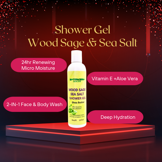 WOOD SAGE & SEA SALT SHOWER GEL-  With shea butter for micro moisturizing (8oz/237ml