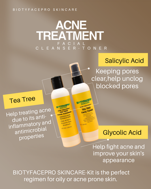 Acne Treatment KIT (4 Pieces) with Natural & Organic Ingredients - BIOTYFACEPRO SKINCARE 